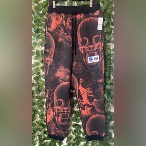 Russell Athletic Black and Orange Skull Joggers